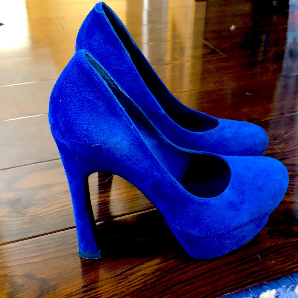Royal blue suede platform heels - Kelsi Dagger size 6
